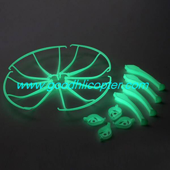 SYMA-X5HC-X5HW Quad Copter parts Main blades + protection cover + undercarriage (Luminous green) - Click Image to Close